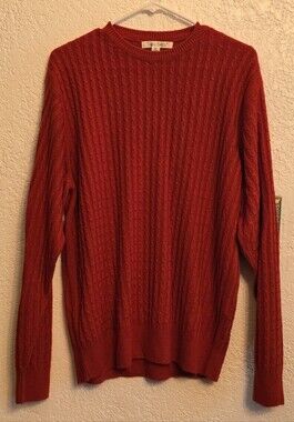 Red Cable-Knit Crewneck Sweater TravelSmith